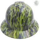 Wicked Fire Hi Vis Lime Custom Hydro Dipped Full Brim Hard Hat - Front View