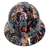 Skully American Magic Carpet Ride Custom Hydro Dipped Full Brim Hard Hat - Front View