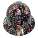 Skully American Magic Carpet Ride Custom Hydro Dipped Full Brim Hard Hat - Front View