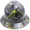 Dark Raiser Skulls Green Custom Hydro Dipped Full Brim Hard Hat - Front View