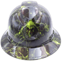 Dark Raiser Skulls Green Custom Hydro Dipped Full Brim Hard Hat - Front View