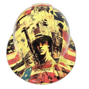 Old School Vintage American Soldier Custom Hydro Dipped Full Brim Hard Hat - Front View