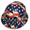 American Old Glory Flag Banner USA Custom Hydro Dipped Full Brim Hard Hat - Front View