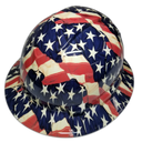 American Old Glory Flag Banner USA Custom Hydro Dipped Full Brim Hard Hat - Front View
