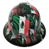 Mexican Pride Ultimate Airbrush Editio Custom Hydro Dipped Full Brim Hard Hat - Front View