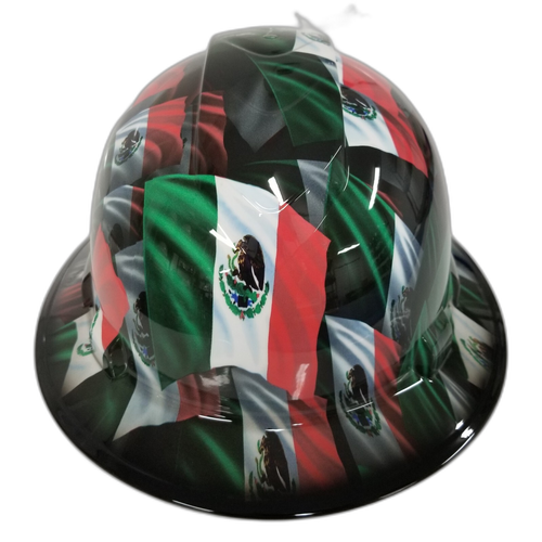 Mexican Pride Ultimate Airbrush Editio Custom Hydro Dipped Full Brim Hard Hat - Front View