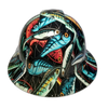 Big Bass Fishing Lures Custom Hydro Dipped Full Brim Hard Hat - Front View