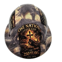 America 250 Years One Nation Strong Custom Hydro Dipped Full Brim Hard Hat - Front View