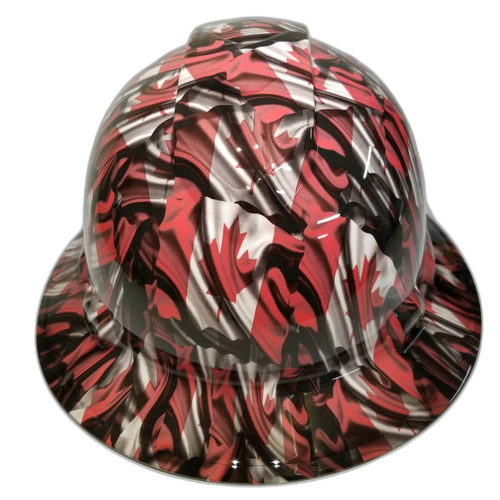 The Canadian Flag Custom Hydro Dipped Full Brim Hard Hat - Front View