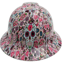 Sugar Skulls Custom Hydro Dipped Full Brim Hard Hat - Front View