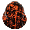 Hi Vis Orange Soul Reaper Custom Hydro Dipped Full Brim Hard Hat - Front View