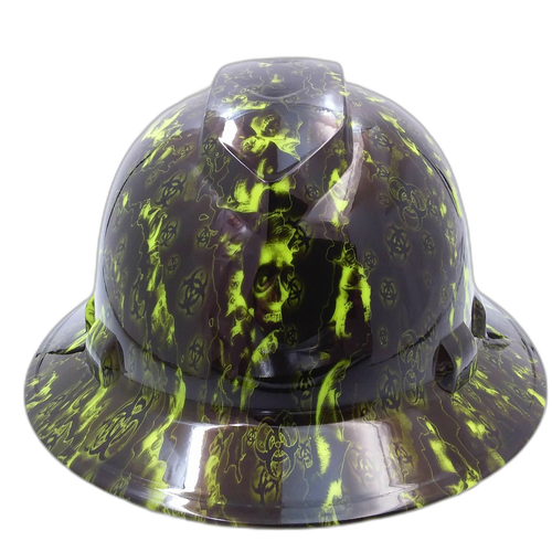 Proveil Reaper Z Camo Lime Custom Hydro Dipped Full Brim Hard Hat - Front View