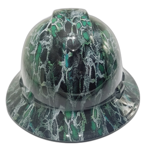 Super Snake Skin Custom Hydro Dipped Full Brim Hard Hat - Front View