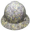 Big Face Hundred Dollar Bills Custom Hydro Dipped Full Brim Hard Hat - Front View