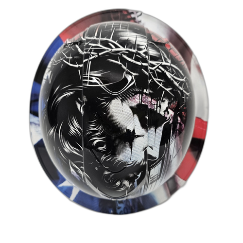 Jesus One Nation Under God Custom Hydro Dipped Full Brim Hard Hat - Front View