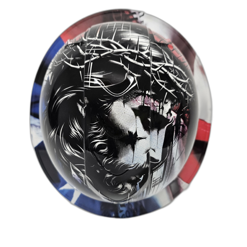 Jesus Crown of Thorns Flag hard hat front view