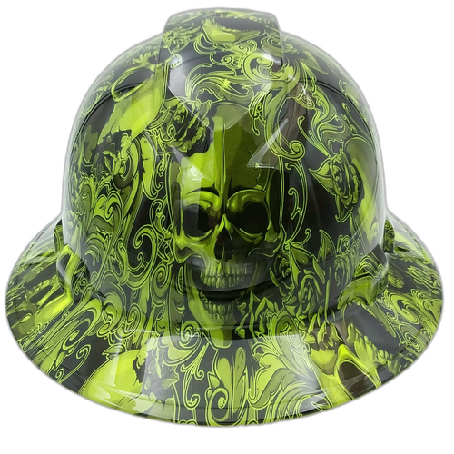 Skulls N Roses Custom Hydro Dipped Full Brim Hard Hat - Front View