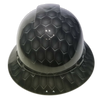 3D Gray Hex Carbon Deep 3D Effects Custom Hydro Dipped Full Brim Hard Hat - Front View