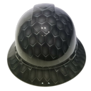 3D Gray Hex Carbon Deep 3D Effects Custom Hydro Dipped Full Brim Hard Hat - Front View