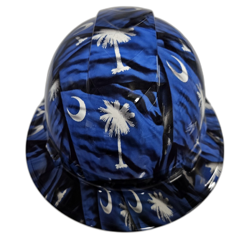 South Carolina State Flag Custom Hydro Dipped Full Brim Hard Hat - Front View