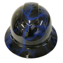 Blue Lightning Custom Hydro Dipped Full Brim Hard Hat - Front View