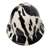 Black And White Cow Hide Custom Hydro Dipped Full Brim Hard Hat - Front View