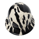 Black And White Cow Hide Custom Hydro Dipped Full Brim Hard Hat - Front View