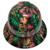 Tiki Masks Polynesian Hawaiian Aloha Custom Hydro Dipped Full Brim Hard Hat - Front View