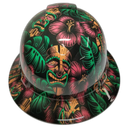 Tiki Masks Polynesian Hawaiian Aloha Custom Hydro Dipped Full Brim Hard Hat - Front View