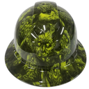 Hi Vis Green Melting Zombies Custom Hydro Dipped Full Brim Hard Hat - Front View