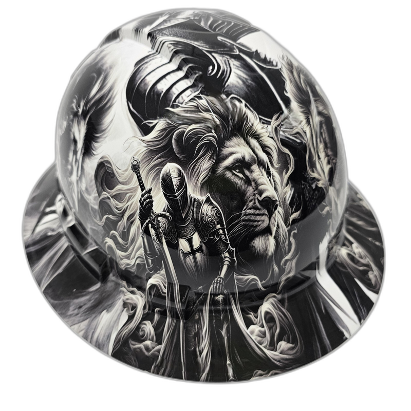 Crusader Knight & Lion Faith hard hat front view