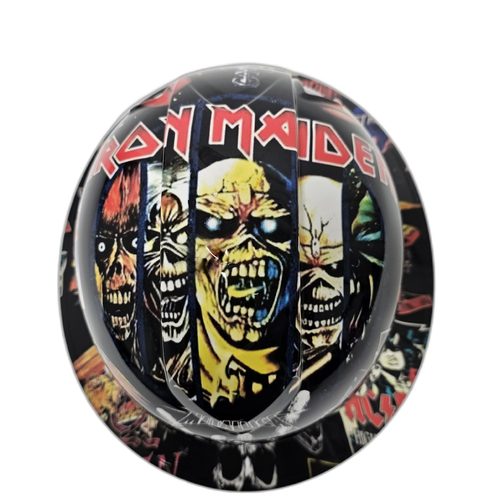 Heavy Metal Sticker Bomb Custom Hydro Dipped Full Brim Hard Hat - Front View