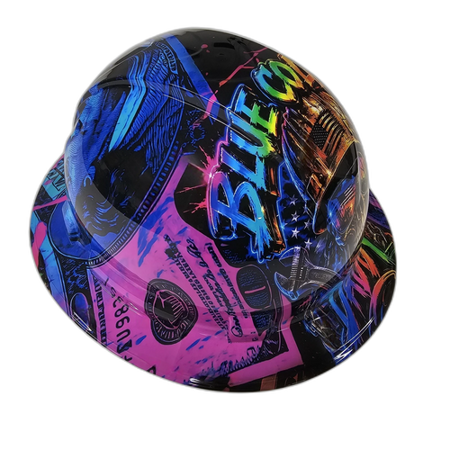 Blue Collar Daddy custom hydro dipped hard hat - left side