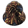 American Carbon Fiber USA Flags Custom Hydro Dipped Full Brim Hard Hat - Left Side View