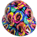 Tye Dyed Roses Custom Hydro Dipped Full Brim Hard Hat - Left Side View