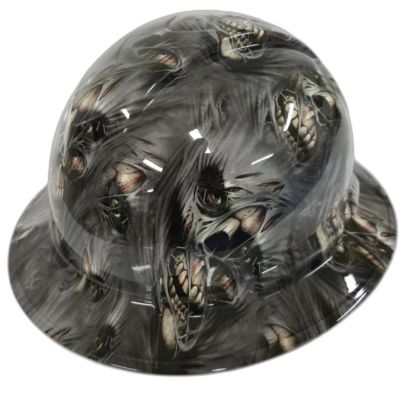 Ripping Zombie Skull Faces hard hat left side view