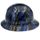Urban Camo Blue Splash Custom Hydro Dipped Full Brim Hard Hat - Left Side View