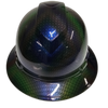 Multi Color Basket Weave Carbon Fiber Custom Hydro Dipped Full Brim Hard Hat - Left Side View