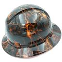 Dark Raiser Skulls Hi Vis Orange Custom Hydro Dipped Full Brim Hard Hat - Left Side View