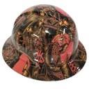 Japanese Foo Dog Koi Fish Custom Hydro Dipped Full Brim Hard Hat - Left Side View