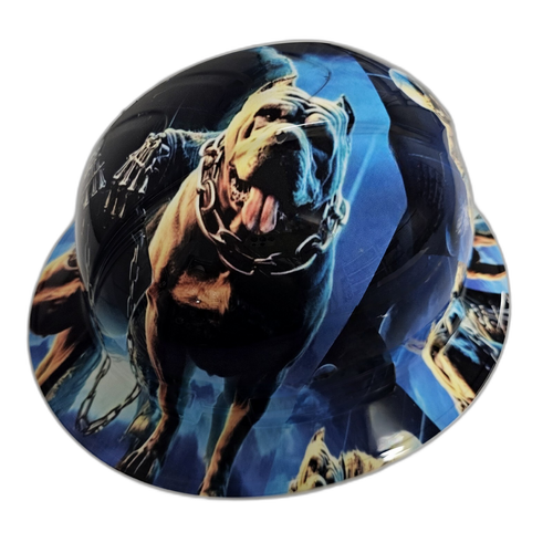 Pit Bulls To The Grave Bully Pits Custom Hydro Dipped Full Brim Hard Hat - Left Side View