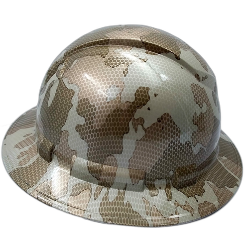 Desert Storm Digital Extreme Camo Custom Hydro Dipped Full Brim Hard Hat - Left Side View