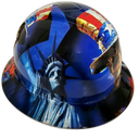 Weathered American Patriot Liberty Custom Hydro Dipped Full Brim Hard Hat - Left Side View