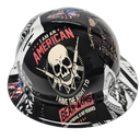 Patriot Come And Take It Sticker Bomb Custom Hydro Dipped Full Brim Hard Hat - Left Side View