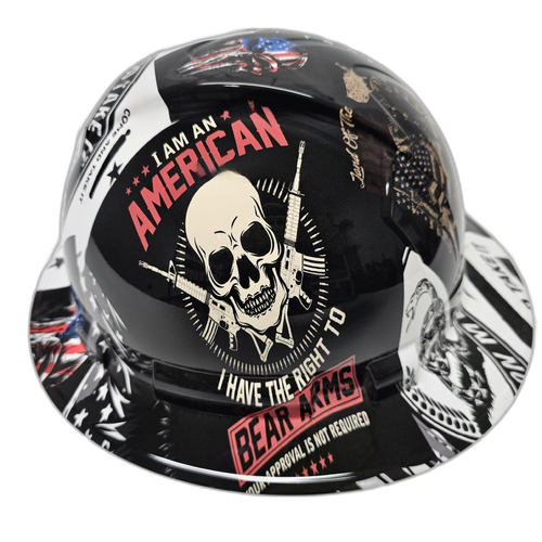 Patriot Come And Take It Sticker Bomb Custom Hydro Dipped Full Brim Hard Hat - Left Side View