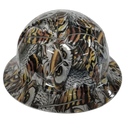 Gray Owl Camo Wildlife Animals Custom Hydro Dipped Full Brim Hard Hat - Left Side View