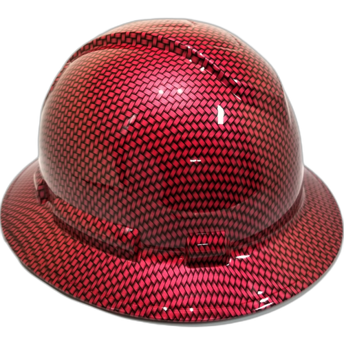 Candy Apple Red Custom Hydro Dipped Full Brim Hard Hat - Left Side View