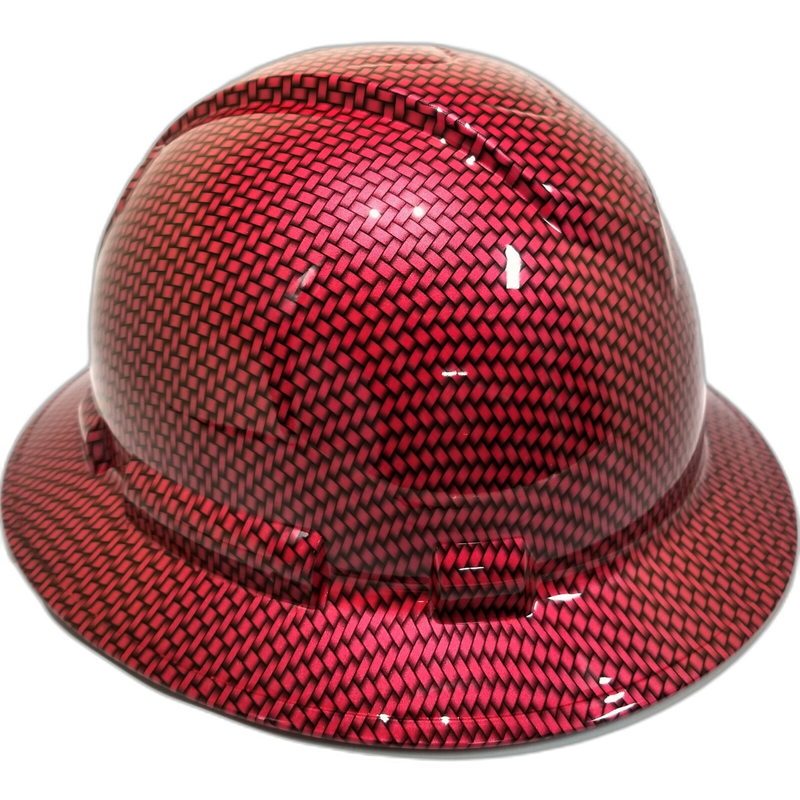 Candy Apple Red Carbon Fiber hard hat left side view