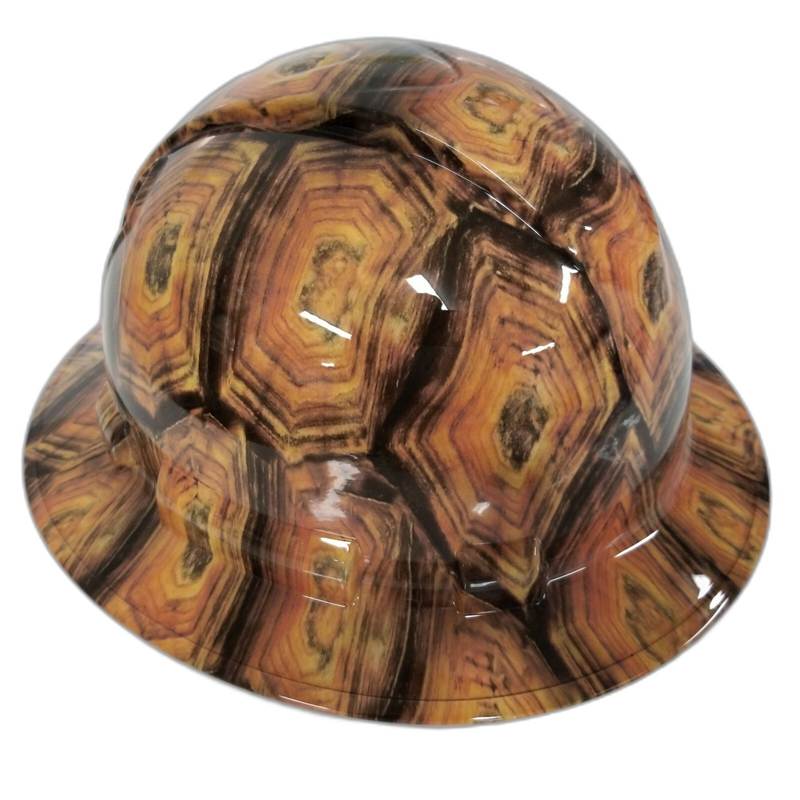 Realistic Tortoise Shell Pattern hard hat left side view