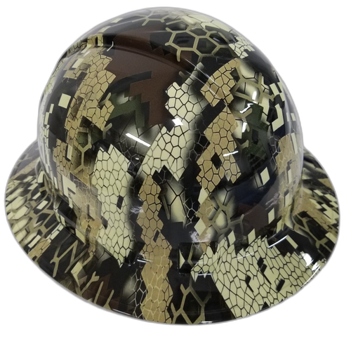 Desolve Wing Camo Desert Custom Hydro Dipped Full Brim Hard Hat - Left Side View